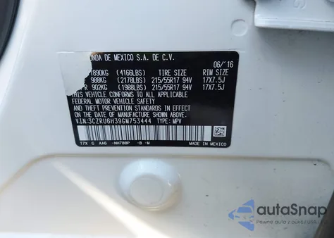 2016 Honda Hr-V Lx из США, поврежденный, VIN 3CZRU6H39GM753444